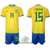 Officiële Voetbalshirt + Korte Broek Brazilië Fabinho 15 Thuis WK 2022 - Kids